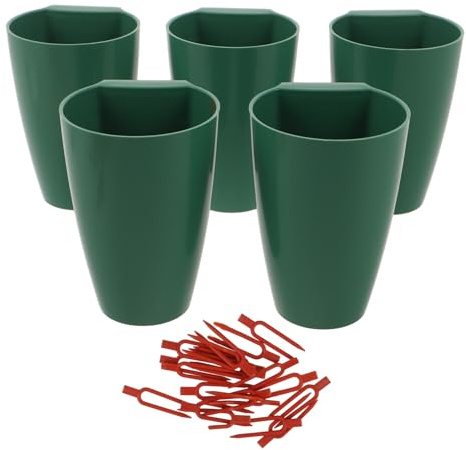 Kisangel Set 5 Vasi da Vivaio in Plastica con Drenaggio Traspirante per Coltivazione Fragole, Vasi per Piantare Frutta e Verdura con Forchetta Supporto per Serra e Orto Domestico