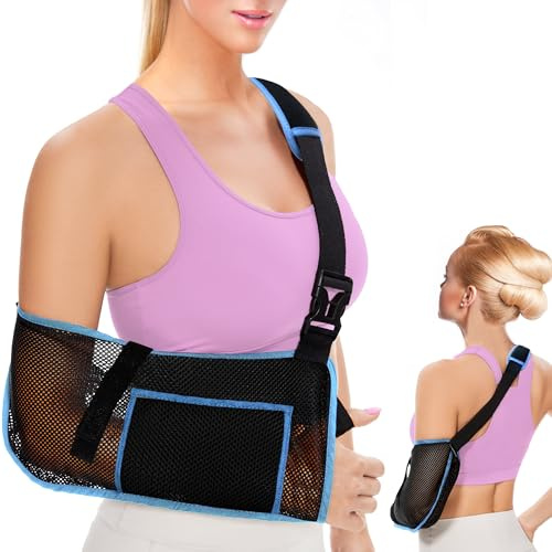 VISKONDA Mesh Arm Sling Shoulder Immobilizer for Men Women,Breathable Adjustable Support for Rotator Cuff,Reversible Left Right Hand,Shower Use,Stabilizes Elbow,Arm,Wrist,Clavicle Injury(Small)