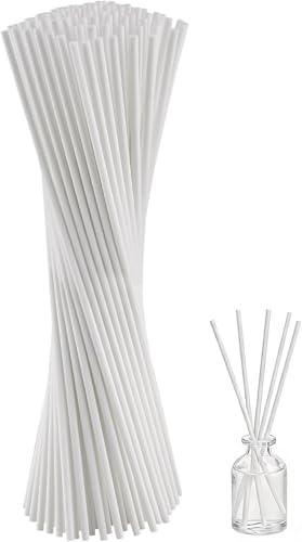 Muexoee 100 Pcs White Rattan Reed Diffuser Sticks, 7.8 Inch Diffuser Refill Sticks, Elegant Reeds for Diffusers, Essential Oil Aroma Replacement Sticks for Home