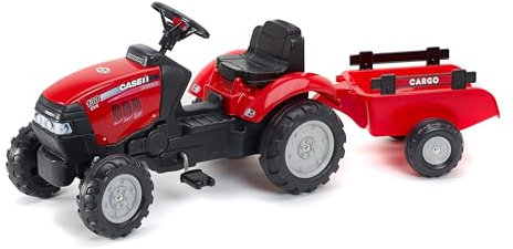 Falk I Case IH Kindertraktor Maxxum 130 CVX – Pedaltraktor mit Anhänger & Hupe – Trettraktor für Kinder 2–5 Jahre – Spielzeugtraktor Outdoor – Trecker mit Lenkrad.