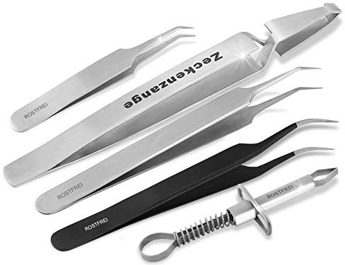InstrumenteNrw ORIGINAL Zecken-Pinzetten Set 5-Teilig | Zeckenzange | Zeckenentferner | Spitz + Gerade