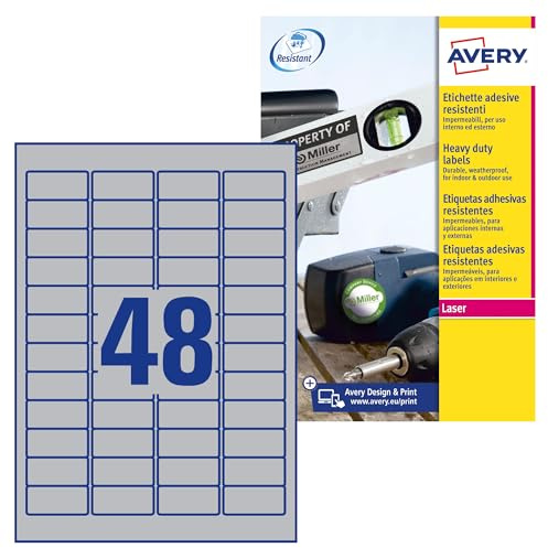 Avery Italia L6009-8 Etichette Resistenti in Poliestere, 45.7 x 21.2 mm
