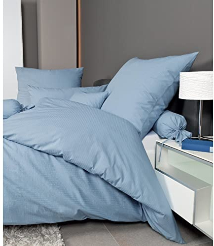 Janine Mako Soft Seersucker Bed Linen Plain Piano 135 x 200 cm + Pillowcase 80 x 80 cm Pearl Blue