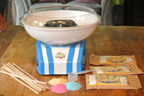 Lickleys Electric Candy Floss and Cotton Candy Machine, Blue Edition, (Machine, +3 Random Flavours)