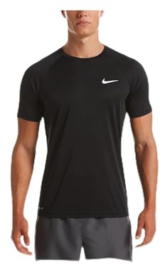 Nike Men's Dri-FIT UPF 40+ Hydroguard Swim Tee (Large, Black)