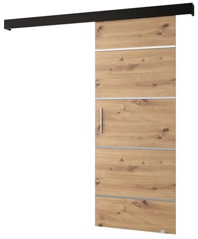 ABIKSMEBLE Salwador 4 Système de Porte Coulissante avec un Cache Rail - Bandes Décoratives - Portes Coulissantes Murales Intérieures - Construction Solide - 90 x 204 cm - Artisan