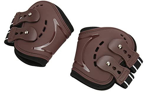 Zerodis Pferdehintergamaschen, Luftperforierte, STO?d?mpfende, Braune, Verstellbare Streichkappen f¨¹r Pferde, Flexibel Zum Laufen (Gro?)