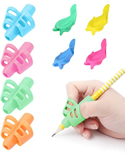 PlandleLee 8 Pezzi Impugnature Matita per Bambini, Impugnature Matita, Scrittura Strumento Correzione Della Postura Impugnatura, Scrittura Impugnatura per Bambini, impugnatura penna