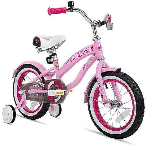 JOYSTAR 12 Inch Girls Bike with Training Wheels for Ages 2-4 Years Old Girl Toddler Bike Beach Cruiser Children Bicycle Light Pink