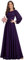 Ever-Pretty Robe Demoiselle d'honneur Femme Longue Manches Longues Col Rond Mousseline Chic Violet Foncé 44