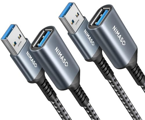 NIMASO Cavo prolunga USB 3.0 Alluminio maschio A femmina A 1m+2m, 5Gbps Nylon pprolunga usb 3.0 2 metri per Chiavetta USB, Hub USB, Lettore di schede, Tastiera, Stampante, Scanner, Fotocamera