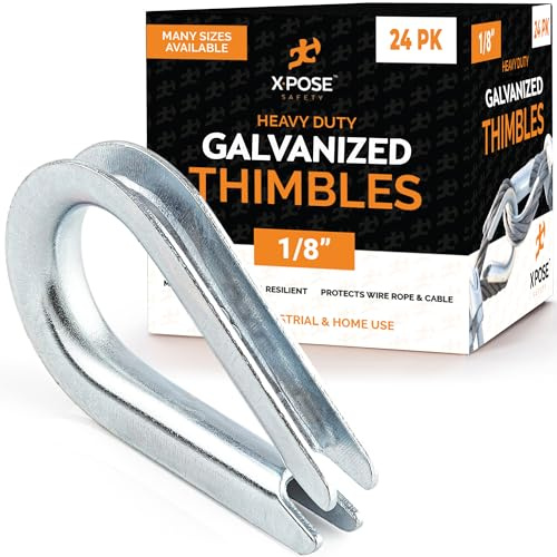 Galvanized Steel Thimbles for Wire Rope - 1/8 Inch - Marine Rigging, Sailing, Boat Anchor, Fishing, Railing, DIY, Hobby, Commercial, Industrial Applications - by Xpose Safety Pack of 24