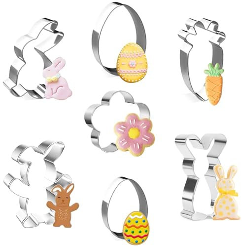 Ausstechformen Ostern 7 Stück Keksausstecher Osterhase Ausstecher Edelstahl Ausstecher Osterei Hase Karotte Plätzchenausstecher Kekse Hasenausstecher Set Osterplätzchen für Backen
