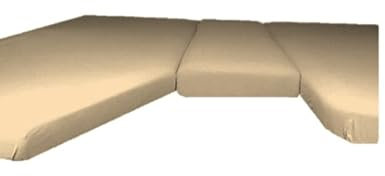 EXKLUSIV HEIMTEXTIL Jersey Spannbettlaken für Wohnmobile Heckbett 3-teilig 2 Längsbetten + 1 Mittelteil 100% Baumwolle Öko - Tex Zertifiziert, Markenqualität, Steghöhe 20 cm, Sand