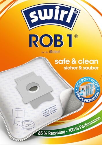 Swirl® ROB 1® Beutel für z.B. iRobot, Roomba i7+,j7+, i8+, i1+, i3+, i4+, i5+, j9+, s9+, Roomba Combo i5+, i8+, j5+, j7+, 2 Essential, 8 Beutel