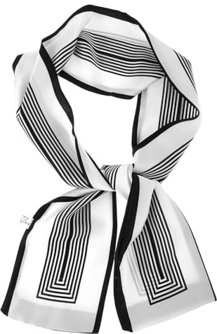 Tyqour Neck Scarf For Women, Black and White Scarf, Purse Scarf For Handbags, Breathable Silk Satin Hair Scarf, Lightweight Neckerchief Headscarf Wrap For Handbags Accessories