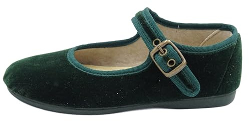 PULIDINES - Mercedita para niña de Terciopelo Niñas Talla: 28 Color: Verde Botella