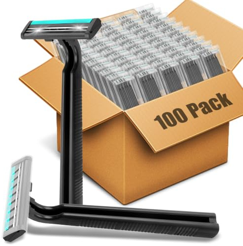 MAGDIY Rasoi usa e getta da uomo, confezione da 100 pezzi, forniture per senzatetto, doppia lama, rasoio di sicurezza da viaggio, rasoio da barba, rasoi per il corpo, per hotel, campeggio, balneazione