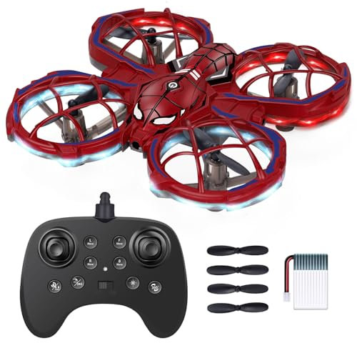 Boy Toys Mini Drone RC Plane for Kids Age 8-12: Remote Control Quadcopter Spider Toys for Kids with Altitude Hold Gifts for Boys Age 6-14 Outdoor FPV Toy Helicopter Hand Operated (Red)