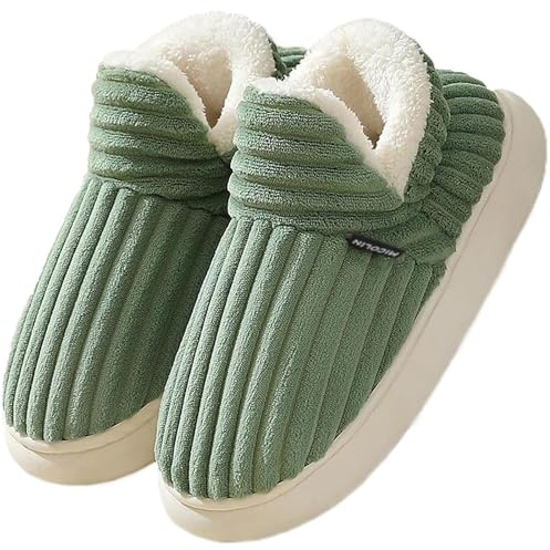 Donpapa Ciabatte Donna Uomo Invernali Pantofole Calde Peluche Chiuse Comode Memory foam Antiscivolo Inverno Scarpe Verde 270