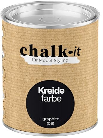chalk-it Kreidefarbe 125ml (08) Graphite Möbel Farbe Shabby Chic Holzlack Natur Vintage Look Möbellack Erfüllt EN71-3 Sicher Kindermöbel Spielzeuge