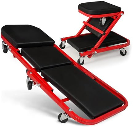 36-inch Folding Car Repair Bed Auto Maintenance Work Bench Chair Auto Workshop Bench Wheels Roller Car Workshop Stool
