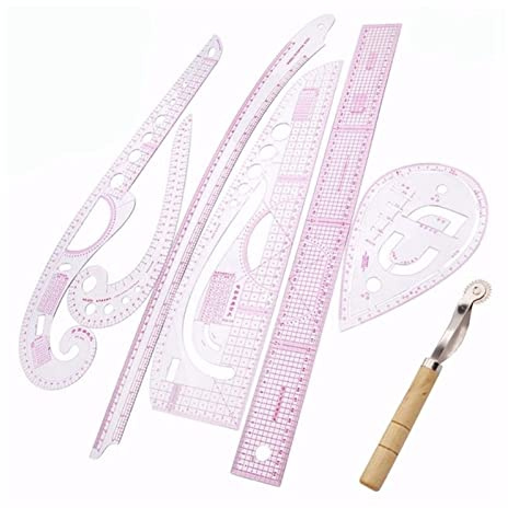 KFGISD, Ensemble de 7 pièces de règle de mesure for tailleur, règle de couture, manche, bras, courbe française, règle de coupe, roue à aubes,Règles