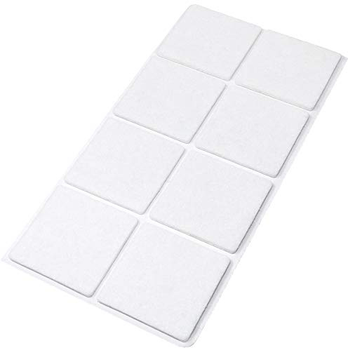 Adsamm® / 8 x deslizantes de Fieltro autoadhesivos/Blanco / 50x50 mm/Cuadrado/Deslizantes de Fieltro para Muebles de 3,5 mm de Grosor/Deslizantes para Muebles y Suelos
