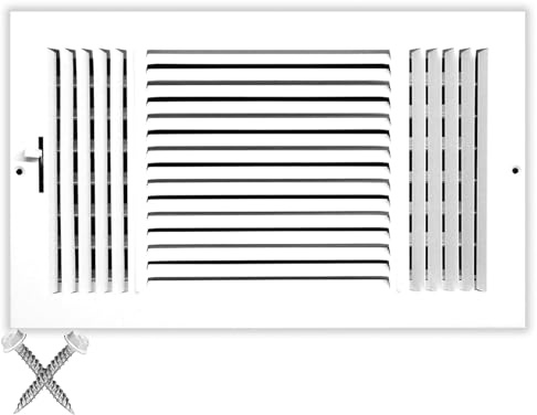 HVAC Premium 16'' X 8'' 3-Way AIR Supply Grille - Vent Cover & Diffuser - Flat Stamped Face - White [Outer Dimensions: 17.75''w X 9.75''h]