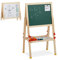 Relaxdays Standtafel Kinder, höhenverstellbar & magnetisch, Holz, Whiteboard & Kreidetafel, 81-104 x 45 x 42 cm, Natur