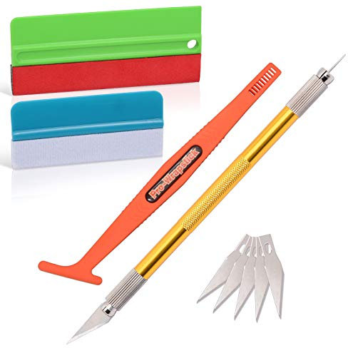 EHDIS Kit Herramientas para la Instalación de Vinilos, Herramientas de Lámina - Cortador de Vinilo con Cuchillo, Cuchillas de Repuesto, Espatula Vinilo, Herramienta de corte de bordes
