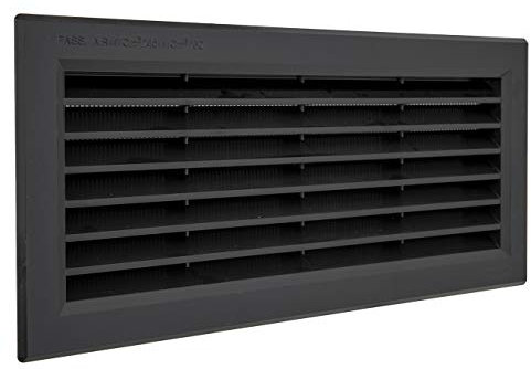 La Ventilazione P31R13N Grille de Ventilation rectangulaire en Plastique Noir à encastrer avec Filet Anti-Sept. Dimensions : 315 x 136 mm, 315x136 mm