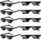 FSMILING 10 Pack Thug Life Brille Pixel Brille Thug Life Sonnenbrille Pixel Glasses Mosaik Gamer Mlg Coole 8 Bit Pixelated Lustige Brillen Für Erwachsene,Schwarz
