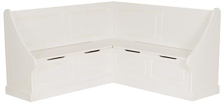 Linon Harris White Corner Breakfast Nook - Nook Only, Table is NOT included! 20.88D x 61.88W x 36.63H in