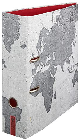 Weltenbummler - Ordner Aktenordner Motivordner DIN A4 ca. 8 cm breit Motiv Weltkarte Weltreise grau rot Erwachsene Teenager