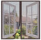 Orumrud Fiberglas Fliegengitter Fenster Magnet 120x130 cm, Braun Insektenschutz Fenster Magnetisch Fliegengitter Fenster Moskitonetz für Fenster Ohne Bohren, mit Klettband, Kinderleichte Klebemontage