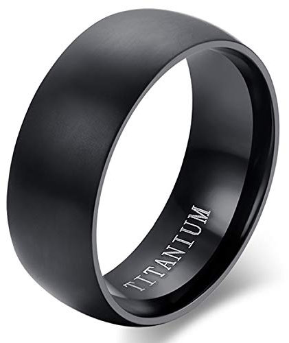 Cupimatch Titan Ring Herren Bandring Finger Ringe Glatt, Ehering Verlobungsring Freundschaftsring Schwarz, Größe 66