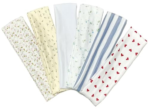 TERSE Fashion Women's Headbands for Short Hair Non Slip Elastic Floral Hairbands, Soft Fabric 2 Inches Thick Stripe Head Bands for Girls, Valentine's Day Heart Headbands