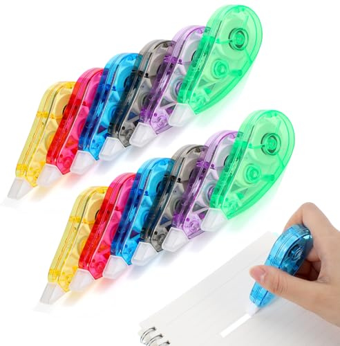 BESARME 12 Pack Correction Tape - Colorful 19.69 Ft Each Correction Tape Roller for Students & Office Supplies