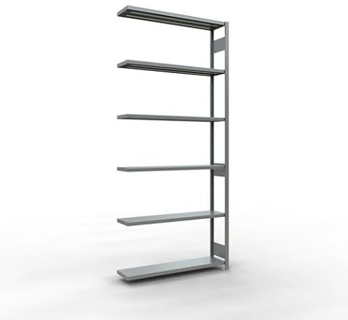 qpool24 Anbauregal, Fachbodenregal Stecksystem MULTIplus250, 3000 x 1300 x 300 mm (HxBxT), 7 Fachböden, Längenriegel, verzinkt