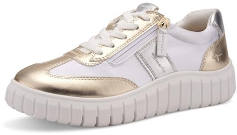 Tamaris Comfort Damen Sneaker flach mit Chunky-Sohle Low Top, Mehrfarbig (Gold/Silver), 40 EU