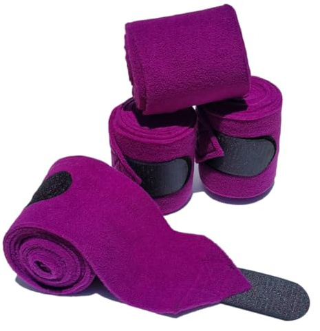 KURSHOW Horse Polo Leg Wraps Soft Fleece Wraps Equestrian Leg Bandage 4-Pack (Purple, Full(10ft))