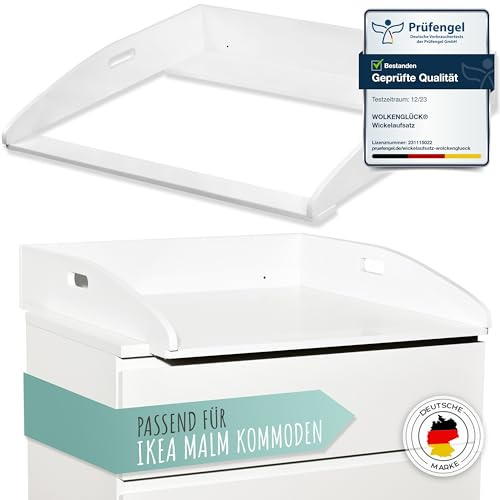 WOLKENGLÜCK Malm Changing Mat - 73 x 70 x 13 cm - Tilt-Proof & Wall-Mountable - Suitable for Ikea Malm Chest of Drawers