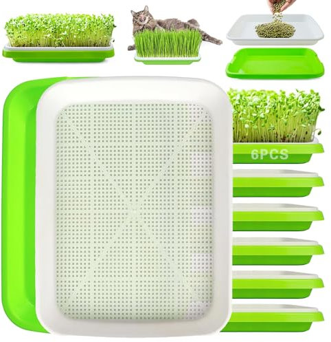 TOPRUNYI 6 Pack Vassoio Germinazione,Kit Germinazione Semi,Germogliatore per Semi Alimentari 32 * 24 CM,Semenzaio Germinazione,Propagatore Idroponico Sano Senza BPA,Per Erba Di Grano,Semi Di Ortaggi