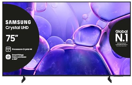 Samsung Crystal UHD 4K Smart TV 75'' UE75U8090FUXZT, Crystal 4K Processor, HDR, Smart Experience, OTS Lite & Adaptive Sound, Metal Stream Design, 2025