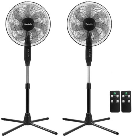 Taylor Swoden Standventilator sehr leise, 9h Timer, LED-Anzeige, 7-Flügel, 50W Stark Ventilator mit Fernbedienung, 3 Modi + 3 Geschwindigkeitsstufen, Höhenverstellbar Lüfter, 80° Oszillierender Fan*2