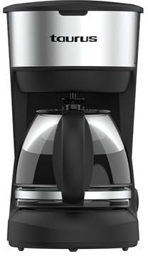 Taurus – Cafetera de Goteo Verona 6 INOX, 6 Tazas, 600W, Jarra Cristal graduada, Depósito Agua Visible, Filtro Reutilizable, Auto Apagado, Acabados INOX