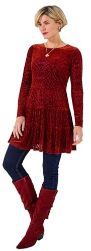 Joe Browns Women's Orange Devore Tunic Dress, Relaxed, Orange, UK 8
