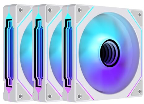 TZMRIT Prism 4 Pro RGB Lüfter 120mm Schwarz,5V 3PIN Motherboard Synchronisierbarer 4PIN Spiegel PWM ARGB PC Gehäuse Lüfter (White, Forward-3PCS)