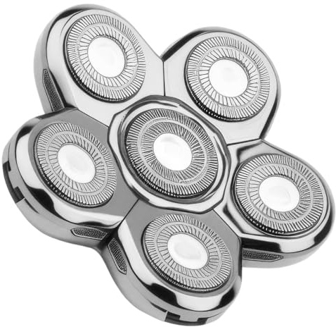 6D Têtes Rasoir Tete Chauve Homme de Remplacement 75 mm, Lames Rotatives Acier Inoxydable, Compatible Tondeuse Crâne et Rasoir Tête Chauve, Rasage Lisse et Précis pour Hommes